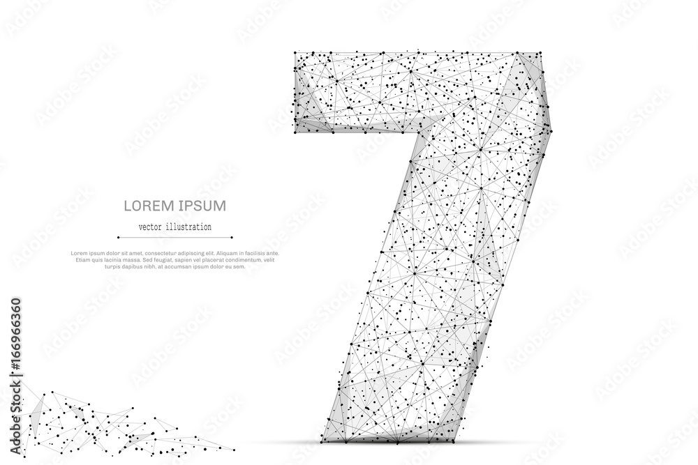 Aufkleber abstract mash line and point number seven on white background with an inscription. starry sky or spa