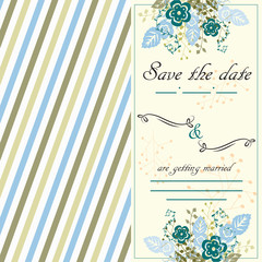  Vector graphics. Invitation cards for wedding, party or date in vintage retro style with floral ornament Doodle