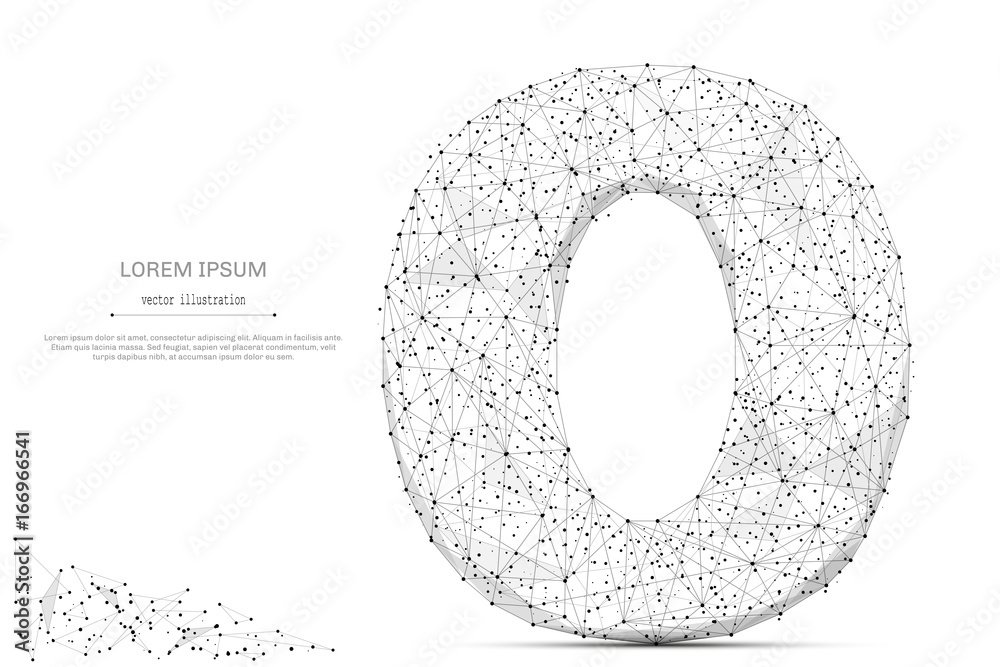 Aufkleber Abstract mash line and point number zero on white background with an inscription. Starry sky or space, consisting of stars and the universe. Vector digit 0 illustration