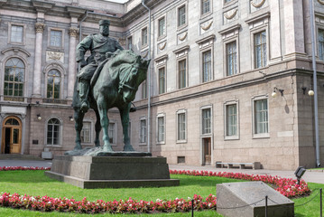 Monument to Emperor Alexander III in front of Marble Palace in St. Petersburg