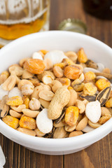salted nuts and seeds on white dish