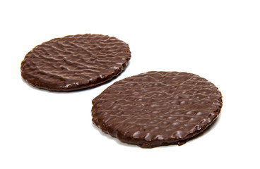 Dutch waffles in chocolate isolated