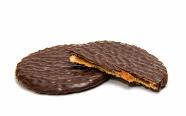 Dutch waffles in chocolate isolated