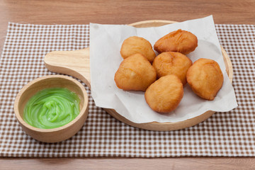 Chinese fried Dough bun with Pandan coconut custard dip