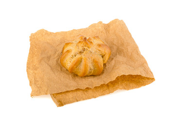 Cake on paper on a white background