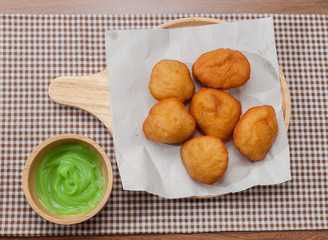 Chinese fried Dough bun with Pandan coconut custard dip