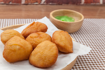 Chinese fried Dough bun with Pandan coconut custard dip