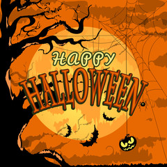 Happy Halloween Poster For Design. Vector Illustration. Banner