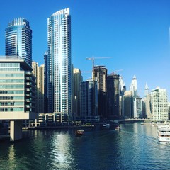 Modern buildings on the Dubai Marina in Dubai, UAE