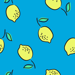 seamless pattern with lemon, hand drawn style