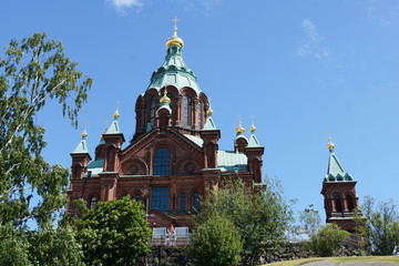 Fototapeta na wymiar Uspensky Cathedral in Helsinki Finland Tourist destination