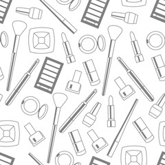 Vector beauty fashoin decorative cosmetics pattern seamless