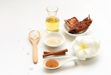 Beautiful set of spa composition with Thai herb and oil