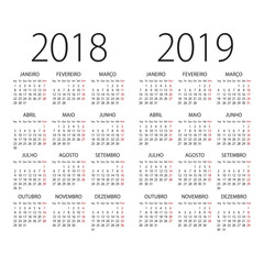 2018 and 2019 years Portuguese pocket vector calendar. - 166969380