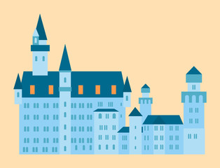 Castle tower tourism travel design famous building euro adventure international vector illustration.