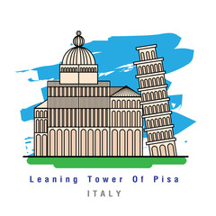 Illustrator of Leaning tower of pisa Italy. Vector Illustration