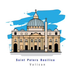 Obraz premium Illustrator of Saint peter basilica vatican. Vector Illustration