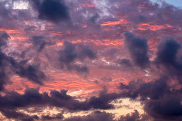Clouds in the sunset after rain