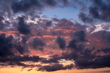 Clouds in the sunset after rain