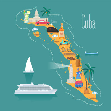 Map of Cuba vector illustration, design