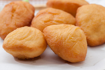 Chinese fried Dough bun on wooden plate