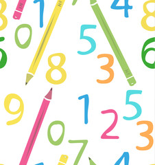 colored pencils and figures. seamless pattern. back to school. vector illustration.