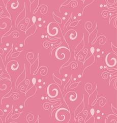 Vector pink floral pattern, seamless background