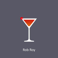 Rob Roy cocktail icon on dark background in flat style