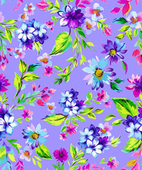 small ditsy flowers. watercolor pattern for fashion, wrapping paper