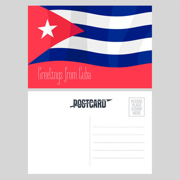 Postcard from Cuba with Cuban flag vector illustration