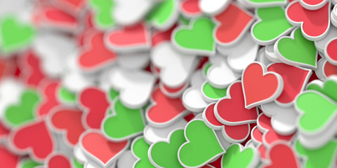 Infinite hearts background, original 3d rendering, love and Italy theme