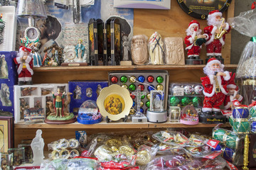 Memorabilia sold on stalls in Coptic part of Cairo.