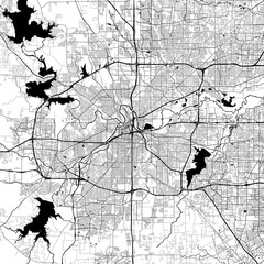 Fort Worth Monochrome Vector Map