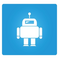 robot on blue background