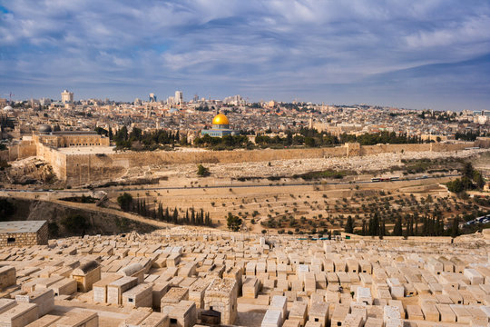 City view of Jerusalem from the mount of Olives in Israel