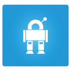 robot cartoon in blue background