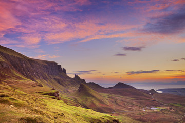 Fototapeta na wymiar Sunrise at Quiraing, Isle of Skye, Scotland