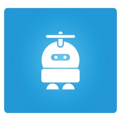 robot cartoon in blue background