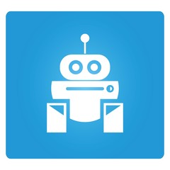 robot cartoon in blue background