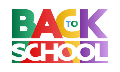 Multicolored composition inscription back to school in the form of a logo