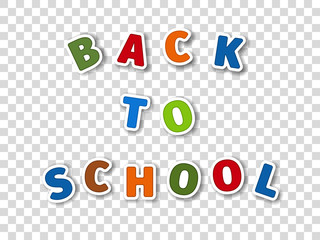 Isolated Composition Inscription Back to school from cartoon sticker letters