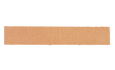 Piece of corrugated cardboard torn, isolated on white background. Cardboard texture ragged edge.