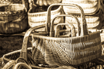 baskets at a famers market