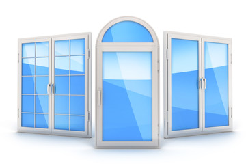 three window on white background