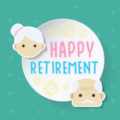 happy retirement, logo design, vector illustration of the grandparents
