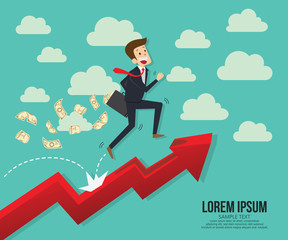 Running towards the goal. Business vector illustration