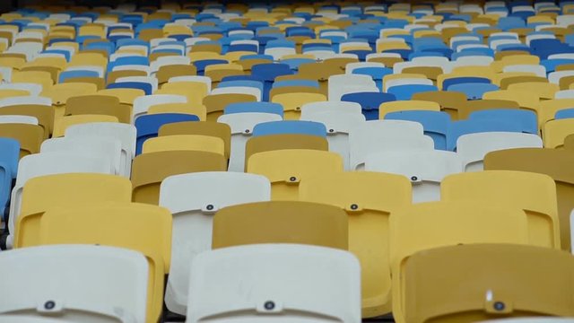 Rows of seats in the stadium