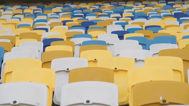 Rows of seats in the stadium