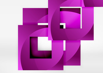 Squares geometric object in light 3d space, abstract background