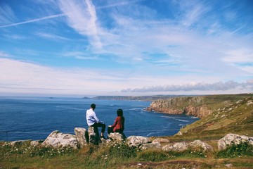 Fototapeta na wymiar Sitting in coastline in Land's End